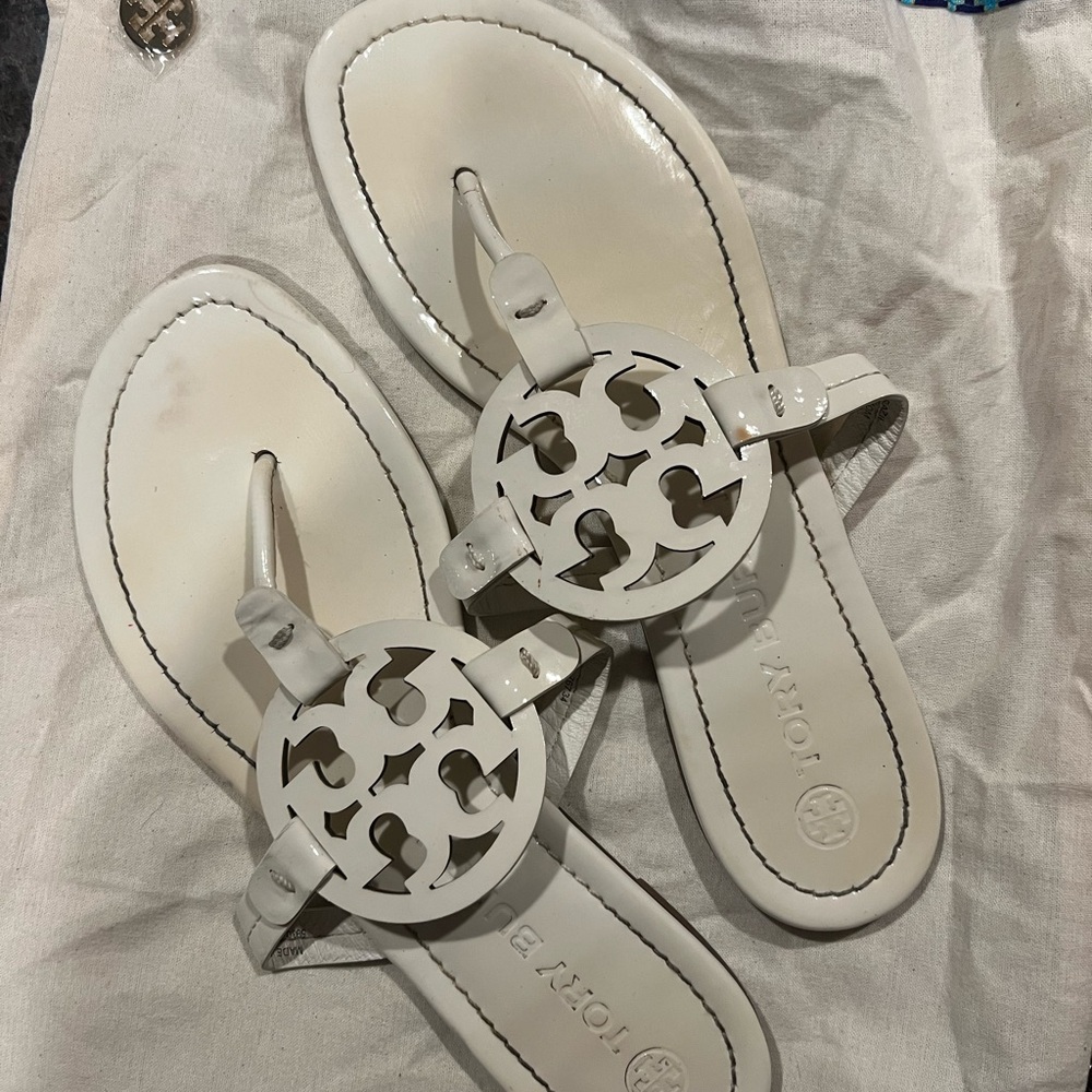 Tory Burch White Miller Sandals